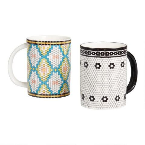 Multicolored Mosaic Mugs Set Of 2 | World Market