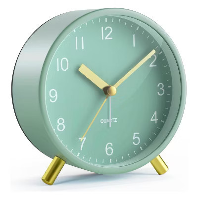 Aoibox Silent Analog Alarm Clock with Night Light, Non-Ticking Round Metal Design for Bedroom, Office, Kids, Adults, Seniors, Gift | Target