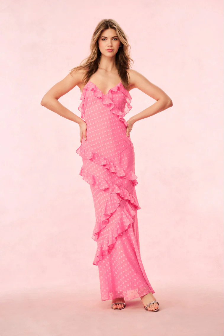 Rialto Heart Ruffle Maxi Dress - CARNATION HEARTS / 0 | LoveShackFancy