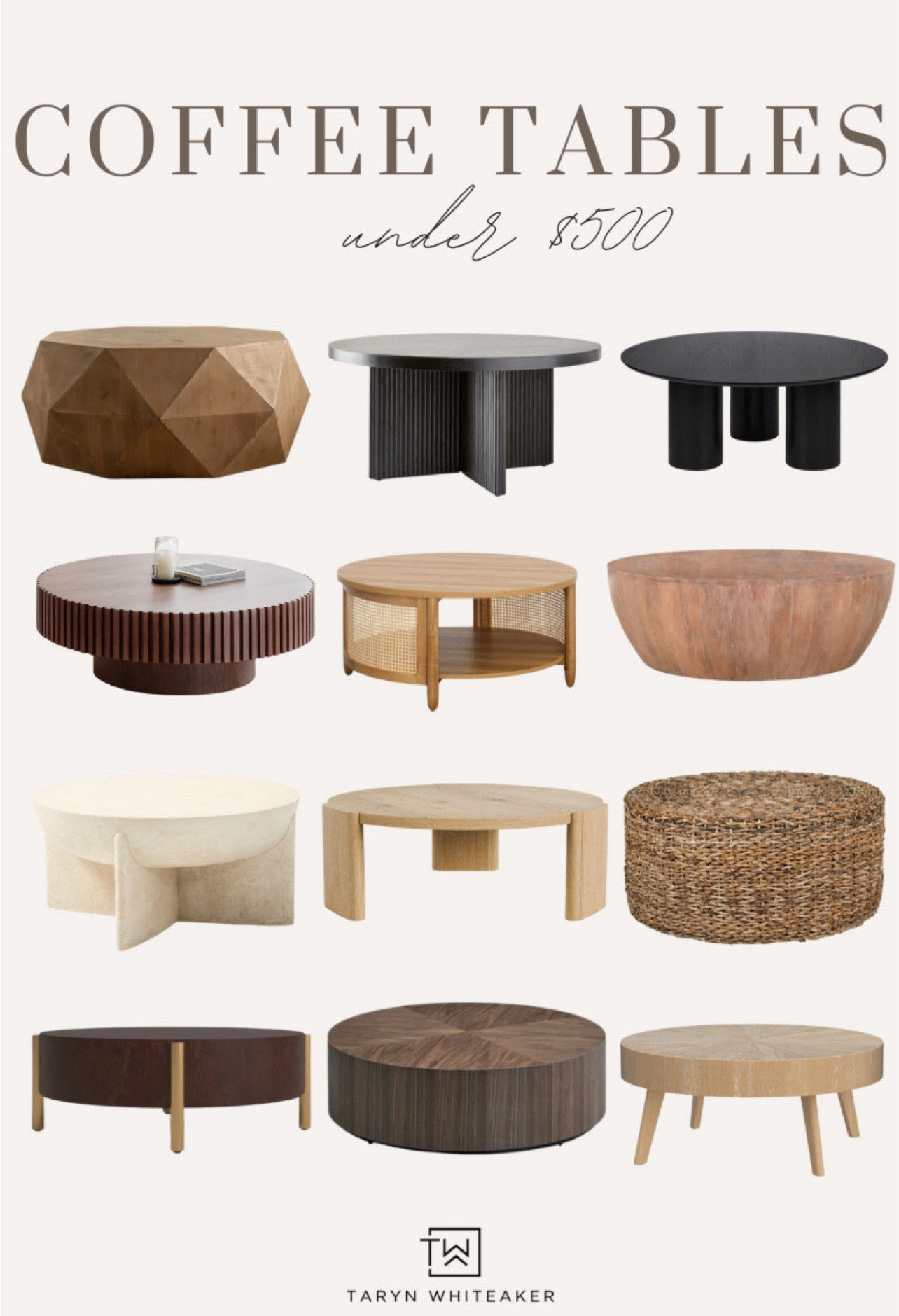 Coffee tables under $500 that look high end. Modern coffee tables, round coffee tables, wood coffee tables, neutral living room furniture, modern organic home decor, affordable furniture finds, living room inspo.

#LTKmomlife #LTKSeasonal #LTKHome