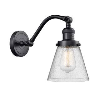 Innovations Cone 6.5 in. 1-Light Matte Black Wall Sconce with Seedy Glass Shade 515-1W-BK-G64 - T... | The Home Depot