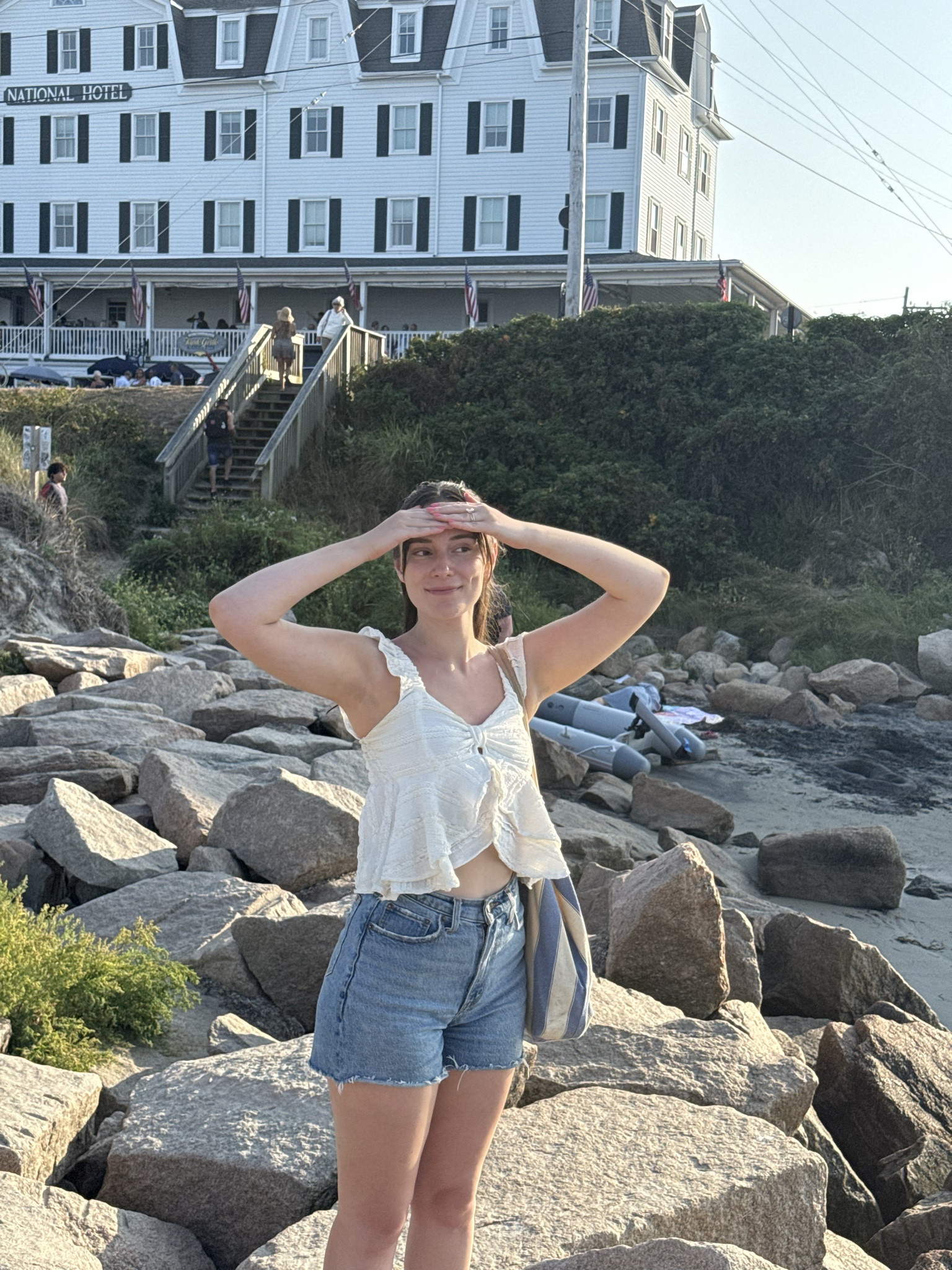 summer outfits, summer outfits 2025, summer fashion, july outfit, casual summer outfits, spring outfit ideas, cute summer outfits, cute casual outfit, date night outfit, date night outfits, vacation outfit, resort outfit, spring outfit, white flowy top, abercrombie shorts, jean shorts, denim shorts, white tank top, coastal outfit, coastal granddaughter, coastal grandmother,