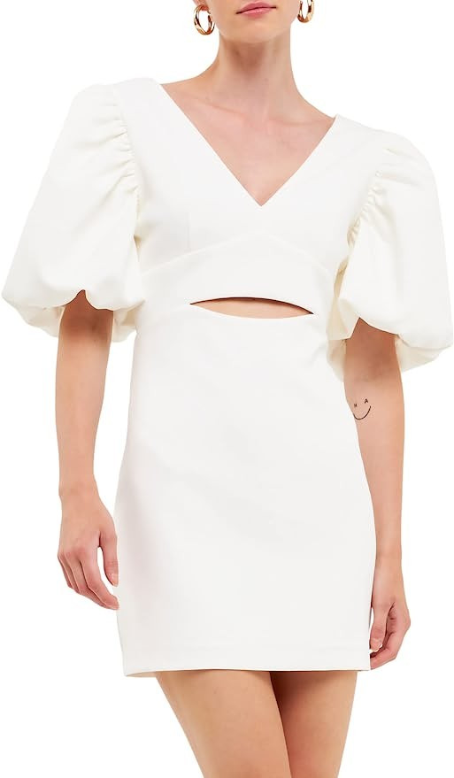 endless rose Puff Sleeve Cut Out Mini Dress | Amazon (US)