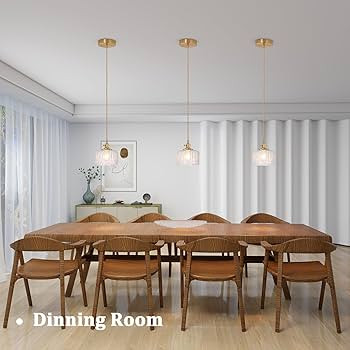 Shenmoyl Pendant Light with Clear Striped Glass Lmapshade, Brass Vintage Pendant Light Adjustable... | Amazon (US)