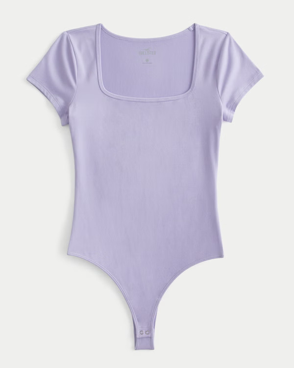 Soft Stretch Seamless Fabric Square-Neck Bodysuit | Hollister (US)