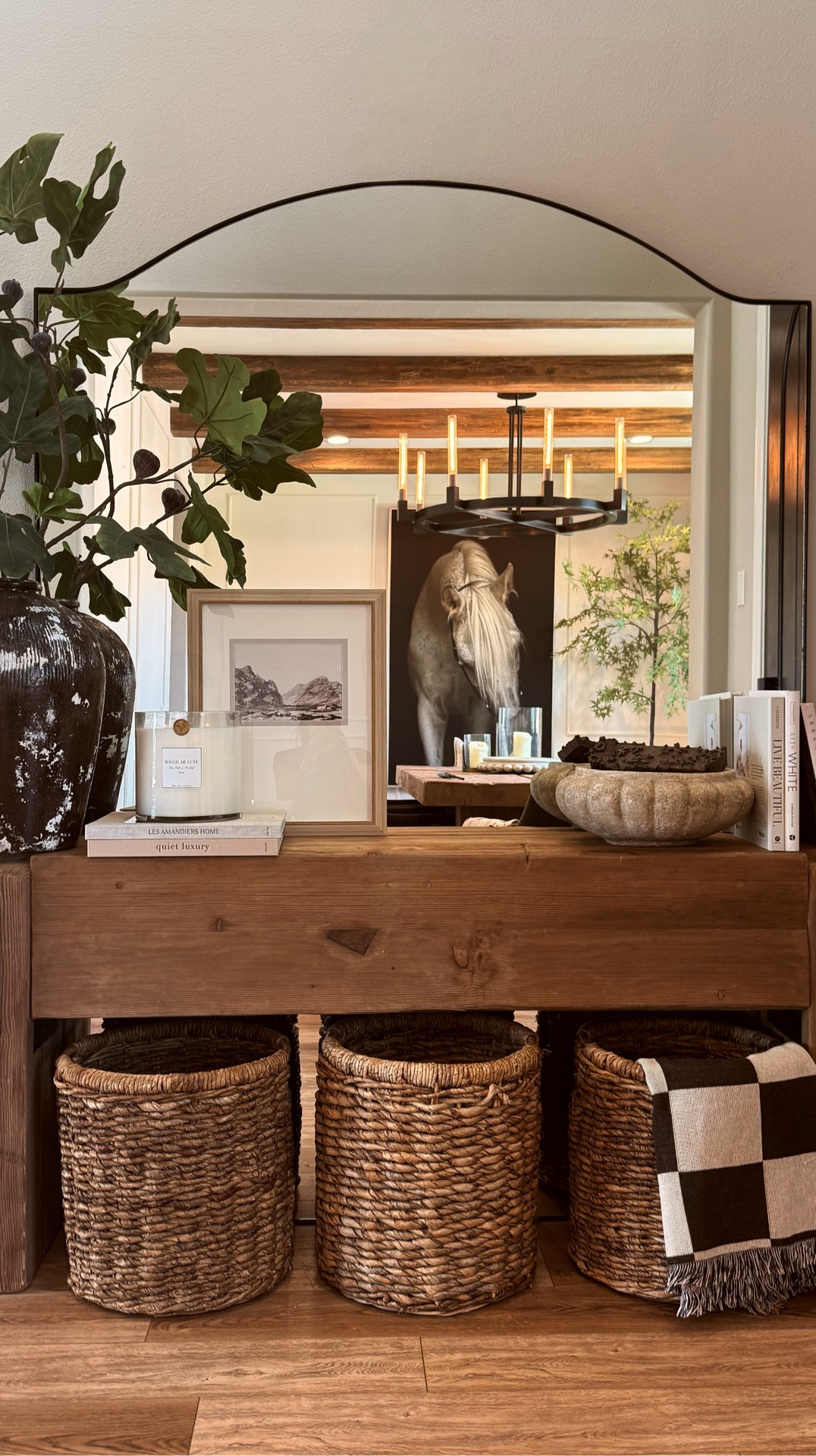 Entryway inspiration 💥
.
NOTE: console table is from Restoration Hardware - English Beam. The one linked is a less expensive option. I also have only one stem present within my vessel. 
#home #homedecor #homeinspiration 

#LTKHome #LTKU #LTKActive