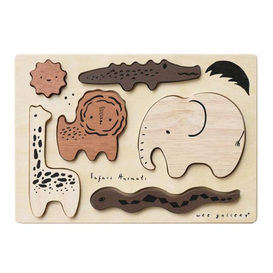 Wee Gallery Wooden Tray Puzzle – Safari Animals | The Tot