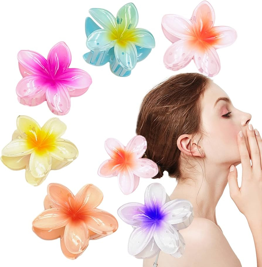 6 Pcs Claw Clip Flower Claw Clips Hawaiian Claw Clips Nonslip Flower Hair Clip for Women Girls Th... | Amazon (UK)