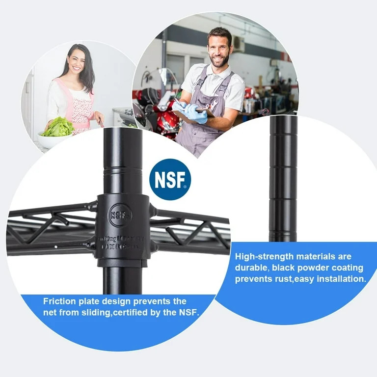 BestOffice 4 Shelf Wire Shelving Unit Garage NSF Wire Shelf Metal Storage Shelves Heavy Duty Heig... | Walmart (US)