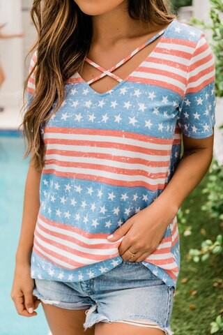 Show Off Your Stars and Stripes Tee Blue | The Pink Lily Boutique