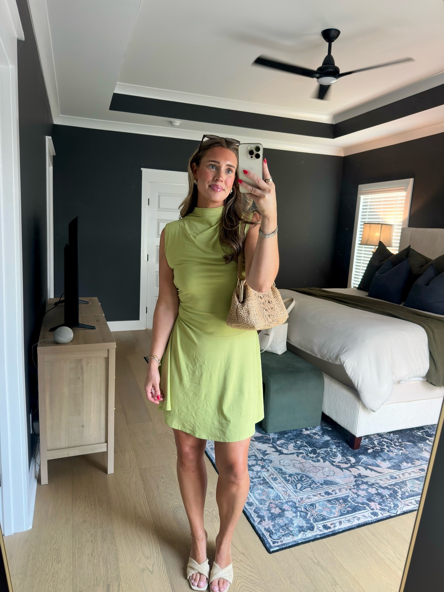 ootd 
5’10” | size 8 
wearing a medium (regular length) could have sized down to a small. 
Runs big, and material has some stretch. Size down if in between sizes.

#LTKootd #LTKTall #LTKMidsize