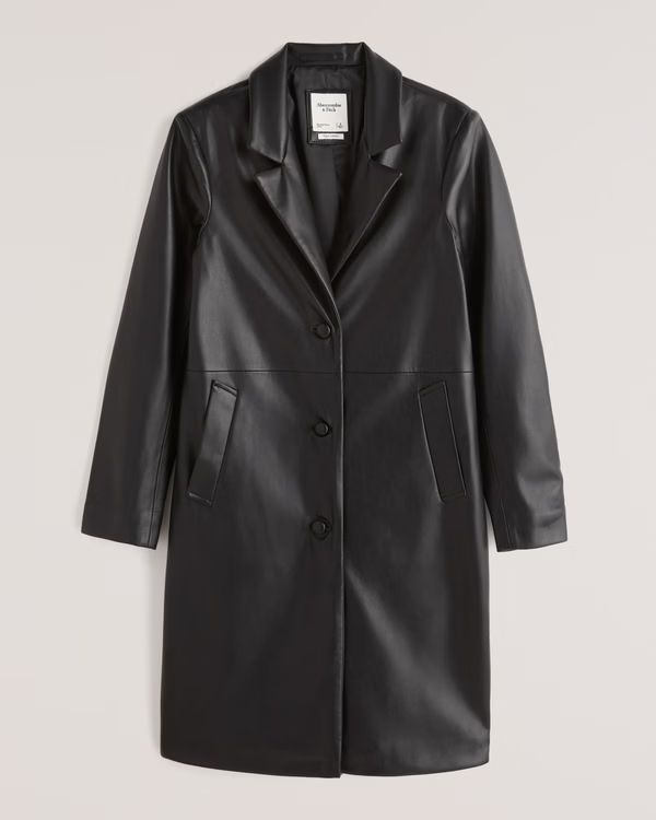 Vegan Leather Dad Coat | Abercrombie & Fitch (US)