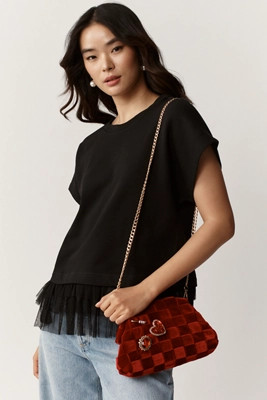 Maeve Short-Sleeve Ruffle-Trim Oversized Top | Anthropologie (US)