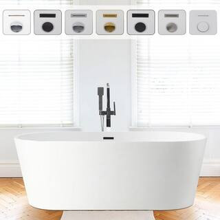 Vanity Art Bordeaux 67 in. Acrylic Flatbottom Freestanding Bathtub in White/Matte Black VA6815-L ... | The Home Depot