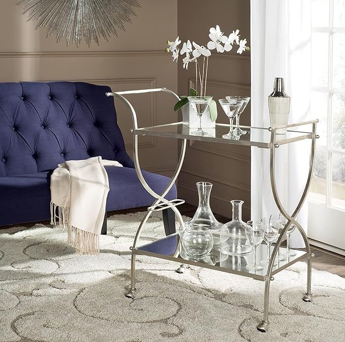 Safavieh Home Collection Lucretius Silver Bar Cart | Amazon (US)