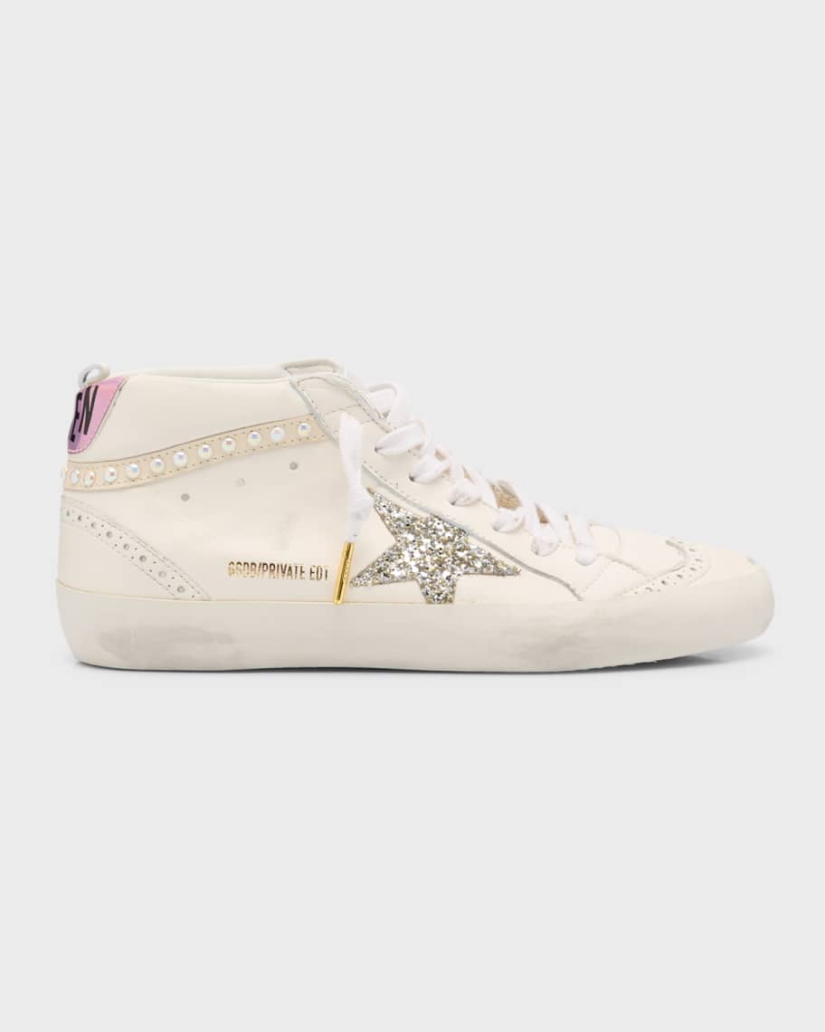 Golden Goose Midstar Leather Pearly Wing-Tip Sneakers | Neiman Marcus