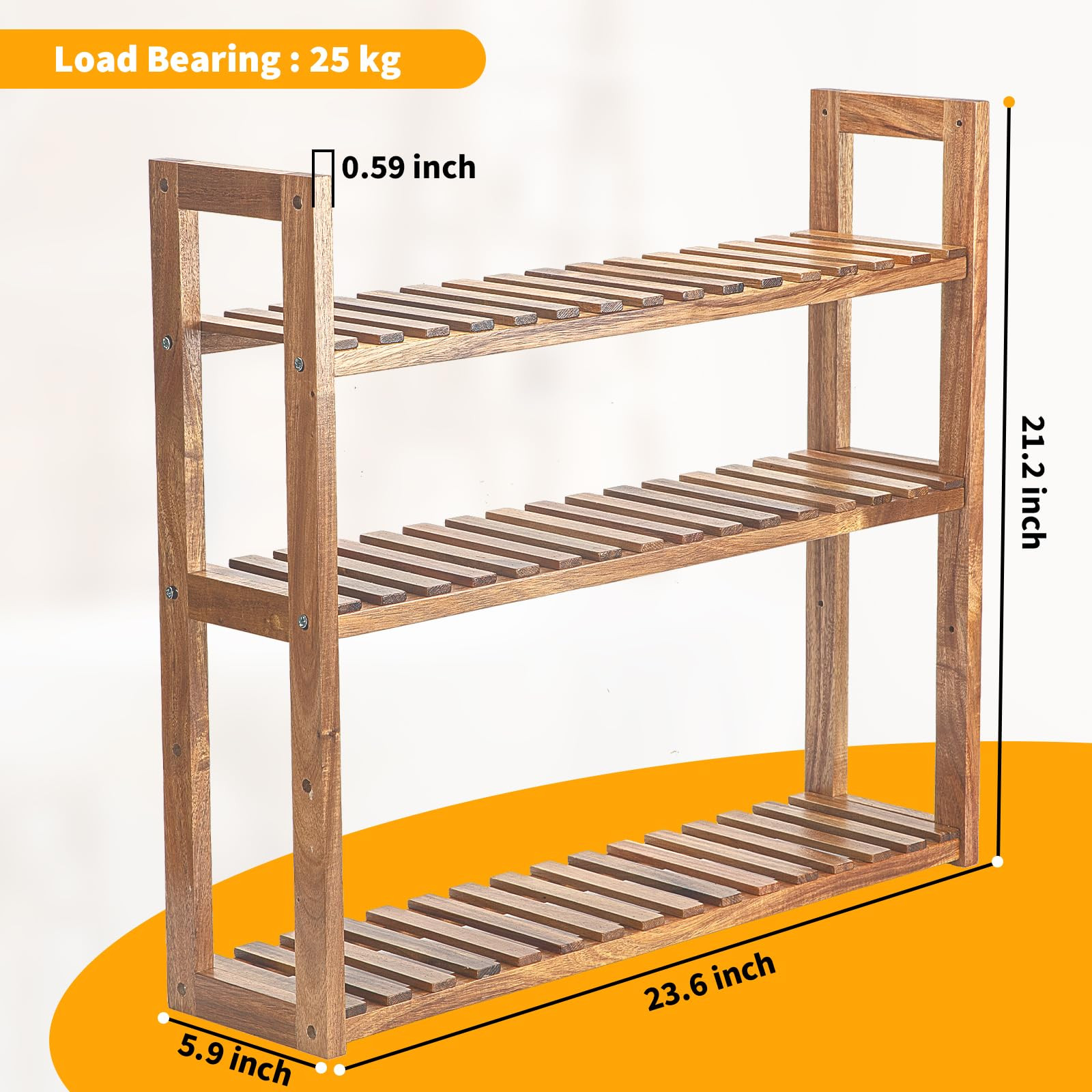 3 Tier Wood Shelf, with Adjustable Layer, Multifunctional Standing Shelf Units for Bathroom, Livi... | Amazon (US)