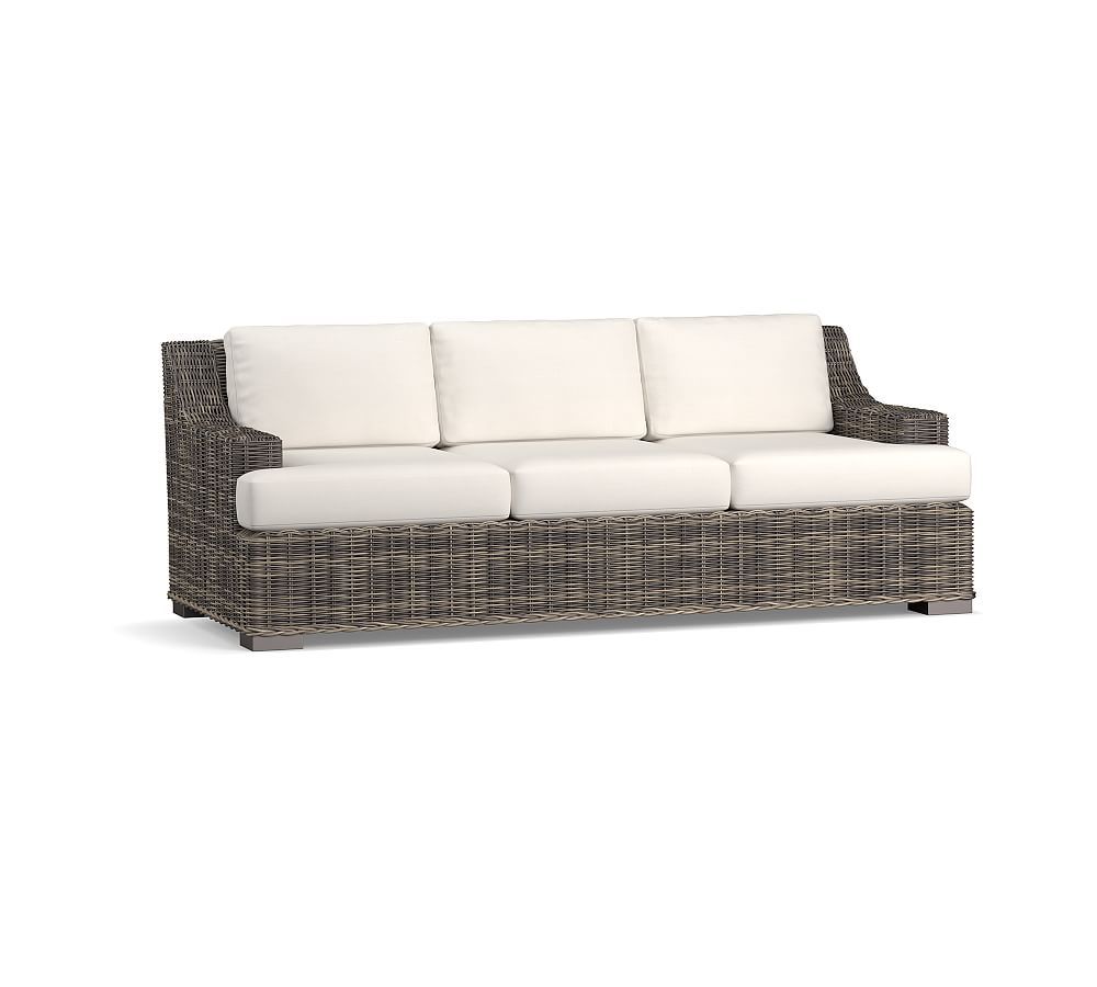 Huntington Wicker Slope Arm Outdoor Sofa (84") | Pottery Barn (US)