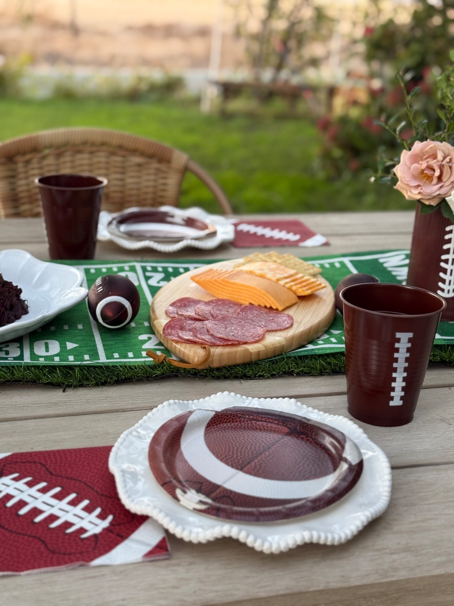 Super Bowl party hosting essentials! Love this football shaped charcuterie board. Football cups. Football plates. Football table runner. Touch down table runner. New England Patriots fans. LA Rams fans. Seattle Seahawk fans. ❤️  

#LTKHome #LTKSaleAlert #LTKdayinmylife