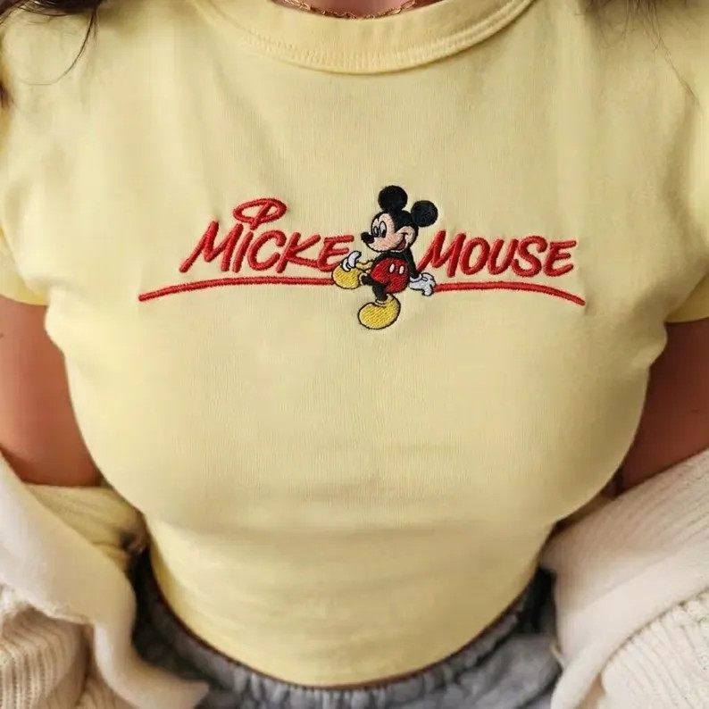 Disney Embroidered Mickey Mouse Baby Tee, Mickey and Friends Shirt, Retro Disney Park Outfit, Vin... | Etsy (Global)