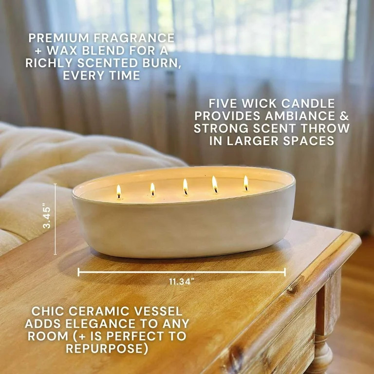 Better Homes & Gardens Caribbean Sea Breeze 5-Wick 40.5 oz (1.2kg) Oversized Ceramic Candle | Walmart (US)