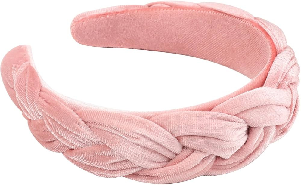 DRESHOW Velvet Braided Pink Headband Women Hair Hoop Elastic Hair Bands Fashion Headbands for Wom... | Amazon (US)