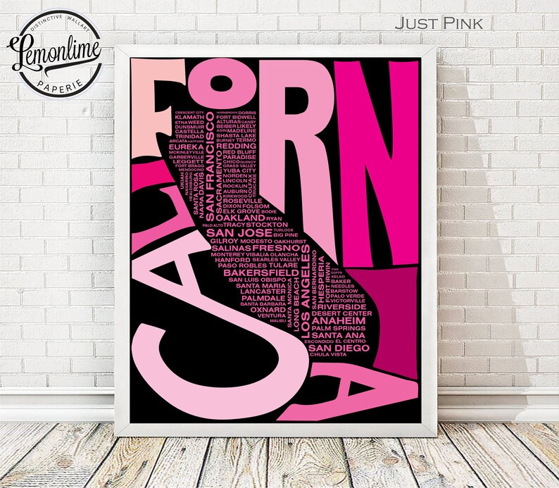 California Wall Art, California Typography Map Print, California Art Print, California Art Gift, ... | Etsy (US)