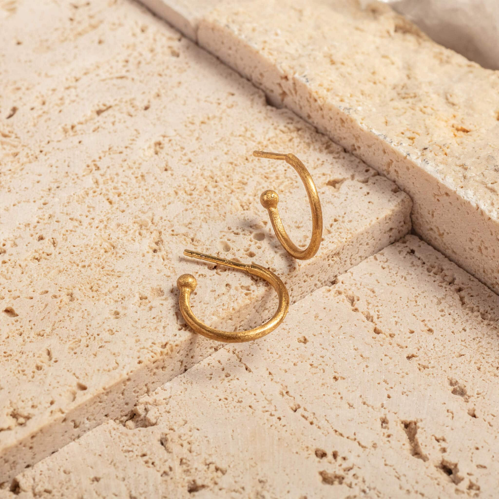 Minimalist Gold Brushed Hoop Earrings | Claire Hill Designs