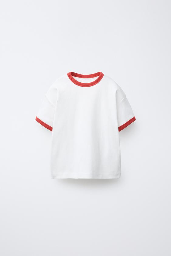 CONTRAST PIPED T-SHIRT | Zara US