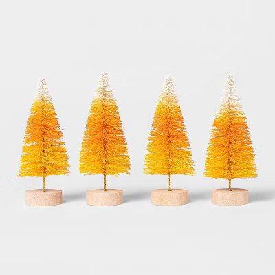 4pk Candy Corn Bottle Brush Tree Halloween Decorative Sculpture - Hyde & EEK! Boutique™ | Target