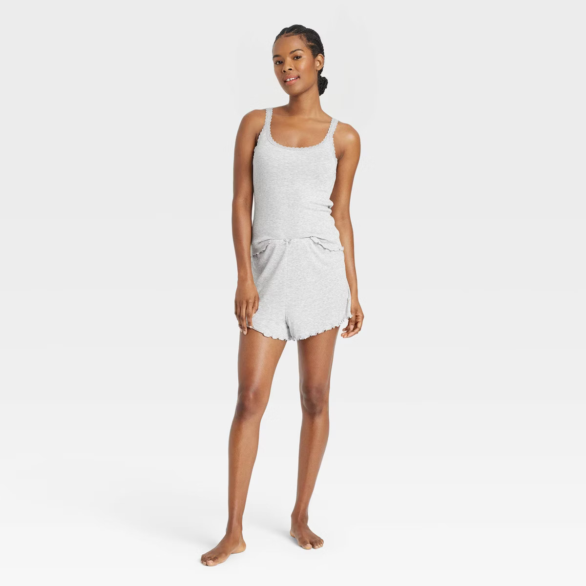 Women's Ribbed Tank Top and Shorts Pajama Set - Colsie™ White/Floral XS | Target