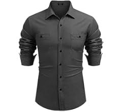 COOFANDY Mens Casual Button Down Shirts Long Sleeve Chambray Shirts Wrinkle Free Shirt | Amazon (US)