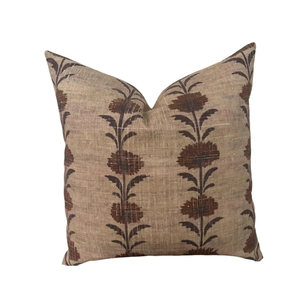 Throw Pillow Cover in Linen, Distressed Floral. LARGE Print, Hidden Zipper Made to Order - Etsy | Etsy (US)