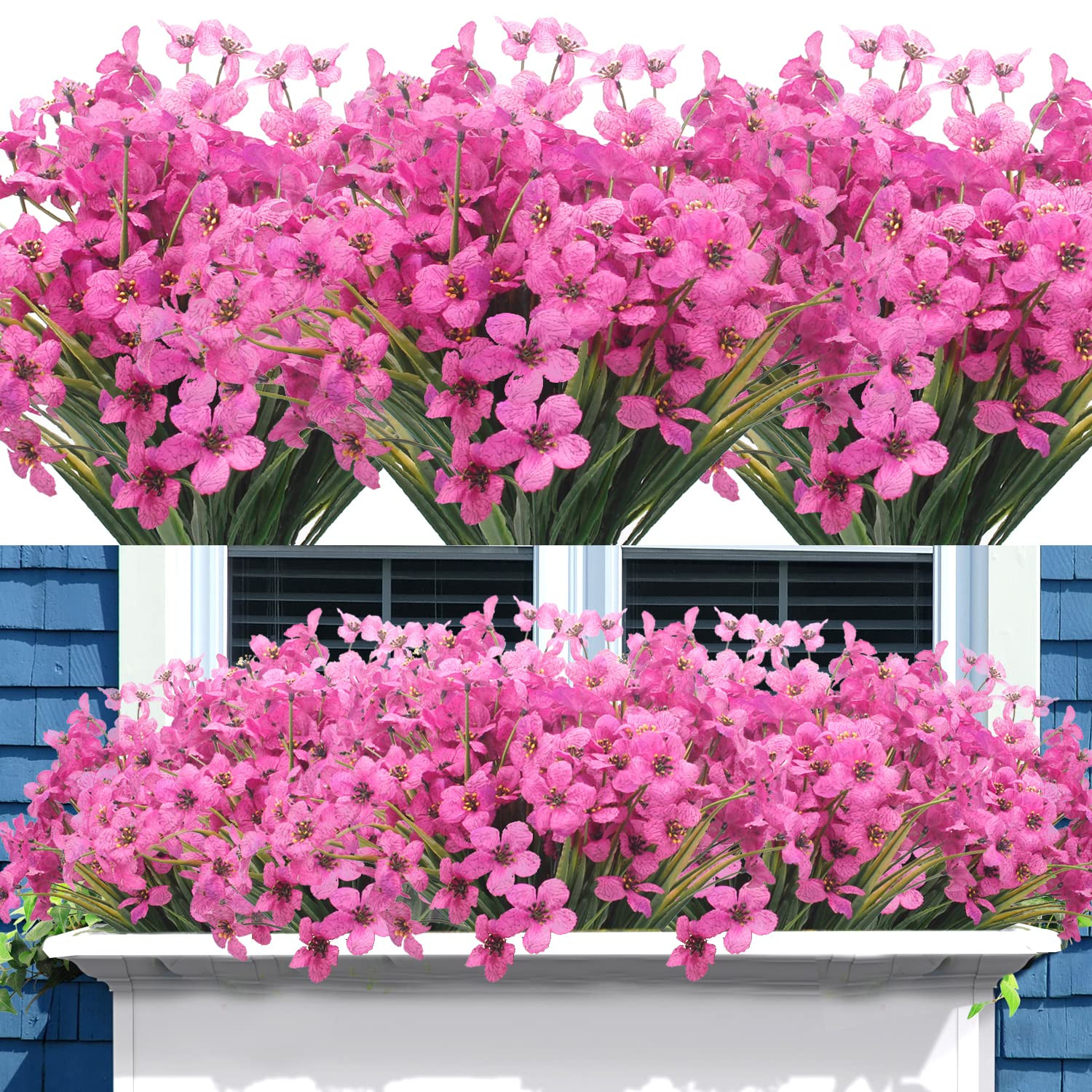 20 Bundles Artificial Flowers, Outdoor Indoor UV Resistant Fake Flowers No Fade Faux Plastic Plan... | Amazon (US)