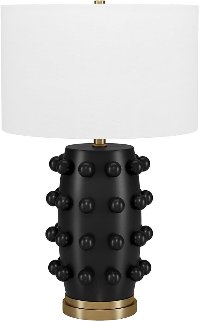 Henn&Hart 26" Tall Ceramic Table Lamp with Fabric Shade in Matte Black/White | Amazon (US)