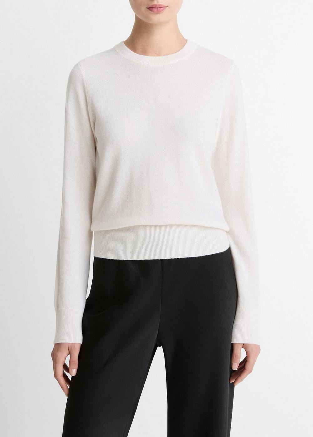 Women's Cashmere Crew Neck Sweater, Off White, Size XL Vince | Vince LLC