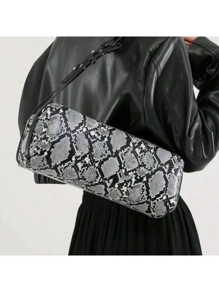 Ladies Shoulder Bag Snake Hit Colour Pu Dust Shoulder Bag Mobile Phone Key Multifunctional Should... | SHEIN