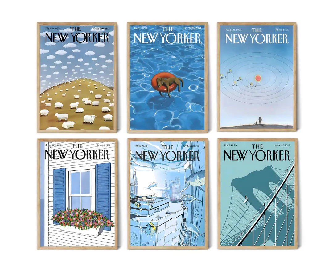 The New Yorker Magazine Cover Print, Vintage Magazine Print Set of 6, New Yorker Poster, the New ... | Etsy (US)