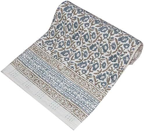 V Vedant Designs Indian Hand Block Floral Print Kantha Quilt Cotton Kantha Throw, Kantha Blanket Bed | Amazon (US)