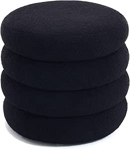 Flouki Sherpa Storage Ottoman, Teddy Ottoman with Storage, Round Pouf Storage Stool, Fluffy Foots... | Amazon (US)