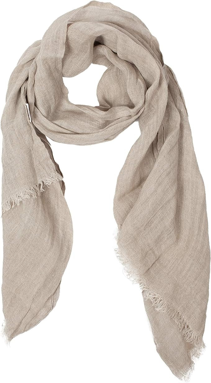 LUSIE'S LINEN 100% Linen Scarf - 19 x 67 inches - For Women & Men - Imported From Europe | Amazon (US)