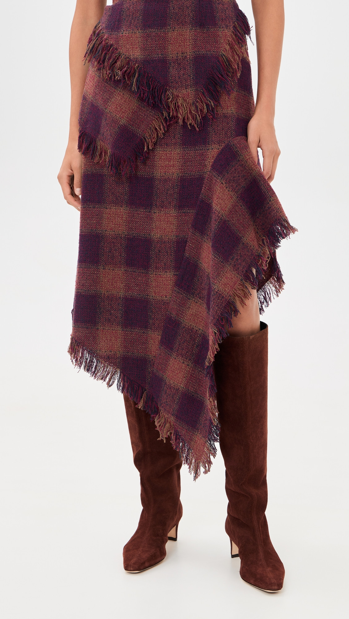 Rowing Blazers Tartan Scarf Skirt Burgandy XS | Shopbop