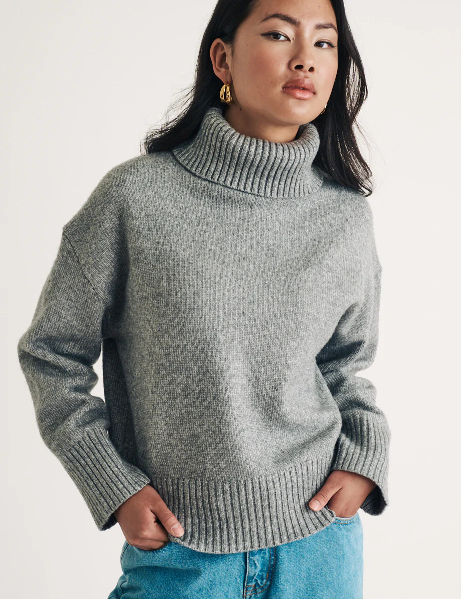 Grey Knitted Roll Neck Jumper | Nobody's Child