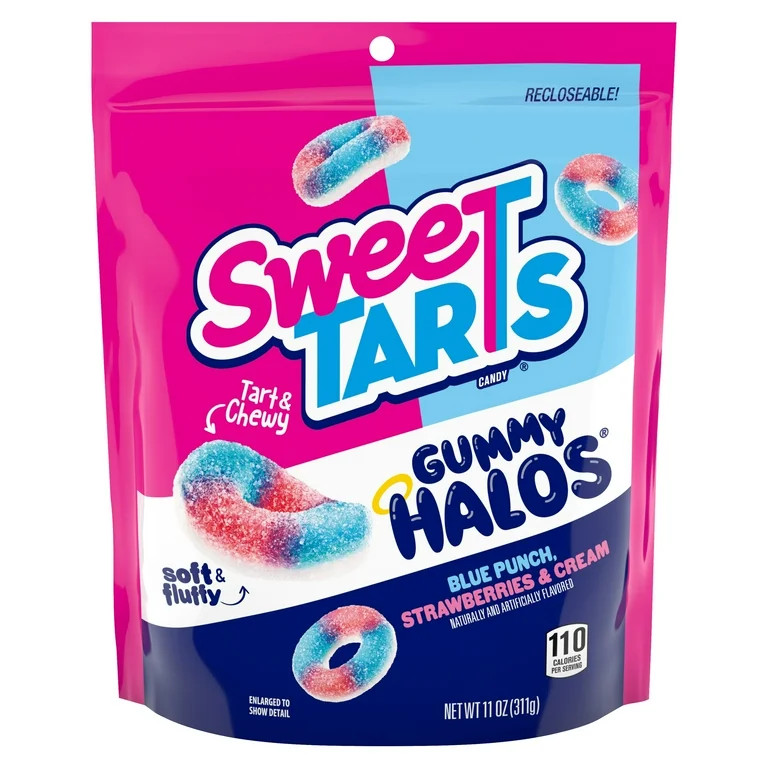 SweeTARTS Gummy Halos, Candy, Blue Punch and Strawberries and Cream, Tart and Chewy, Soft and Flu... | Walmart (US)