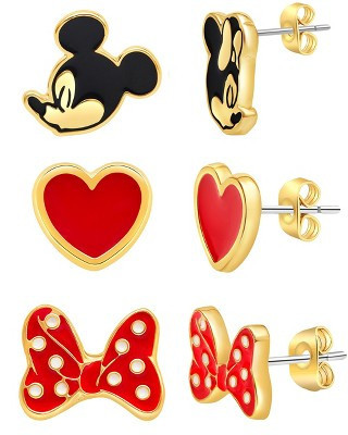 Disney Mickey and Minnie Mouse Fashion Stud Earring Set - 3/4/5 Pairs Per Set | Target
