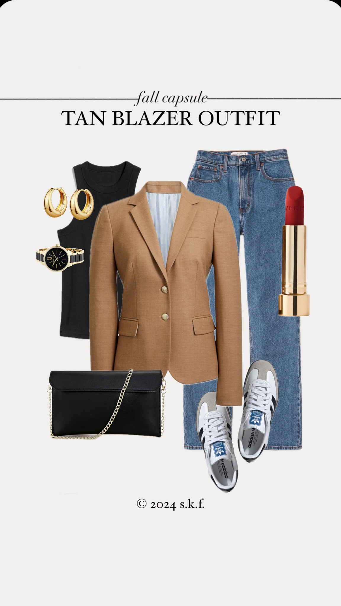 Transitional fall tan/camel blazer outfit. You can incorporate fall 2024 fashion trends by swapping the blazer with a plaid blazer (I recommend one with red, brown, & black threads to capture fall colors).

#falltrends #falloutfits #fallcapsule

#LTKStyleTip #LTKSeasonal #LTKFallSale