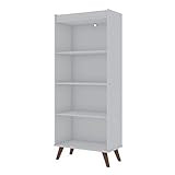 Manhattan Comfort Hampton Mid Century Modern HOM Office Living Room 4-Tier Bookcase, 24.8", White | Amazon (US)