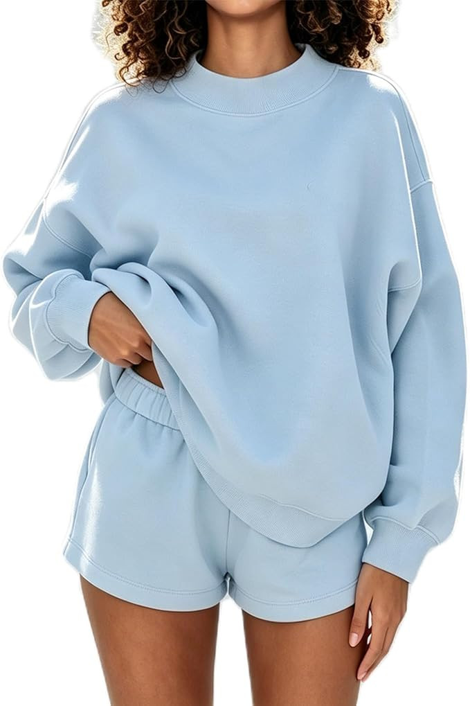 Women 2 Piece Outfits Sweat Shorts Sets Oversized Casual Lounge Matching Set Sweatsuit Tracksuit ... | Amazon (US)