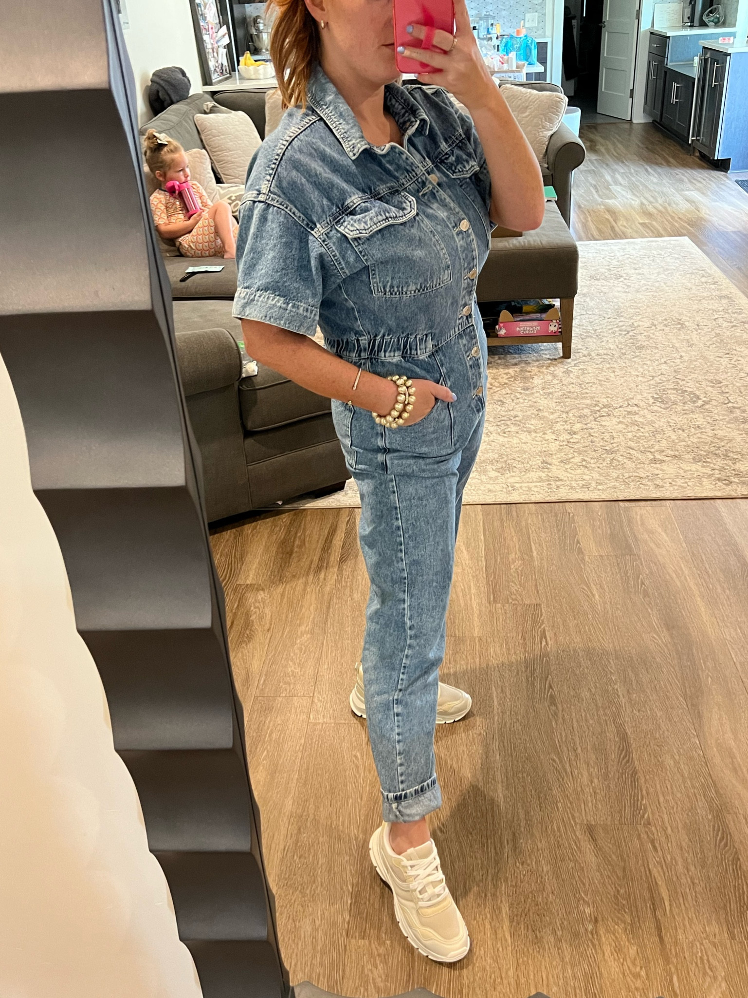 Denim jumpsuit and dad shoes that are even more comfortable than my On Clouds! 

#LTKfit