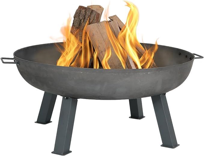 Sunnydaze Cast Iron Outdoor Fire Pit Bowl - 34 Inch Large Round Bonfire Wood Burning Patio & Back... | Amazon (US)